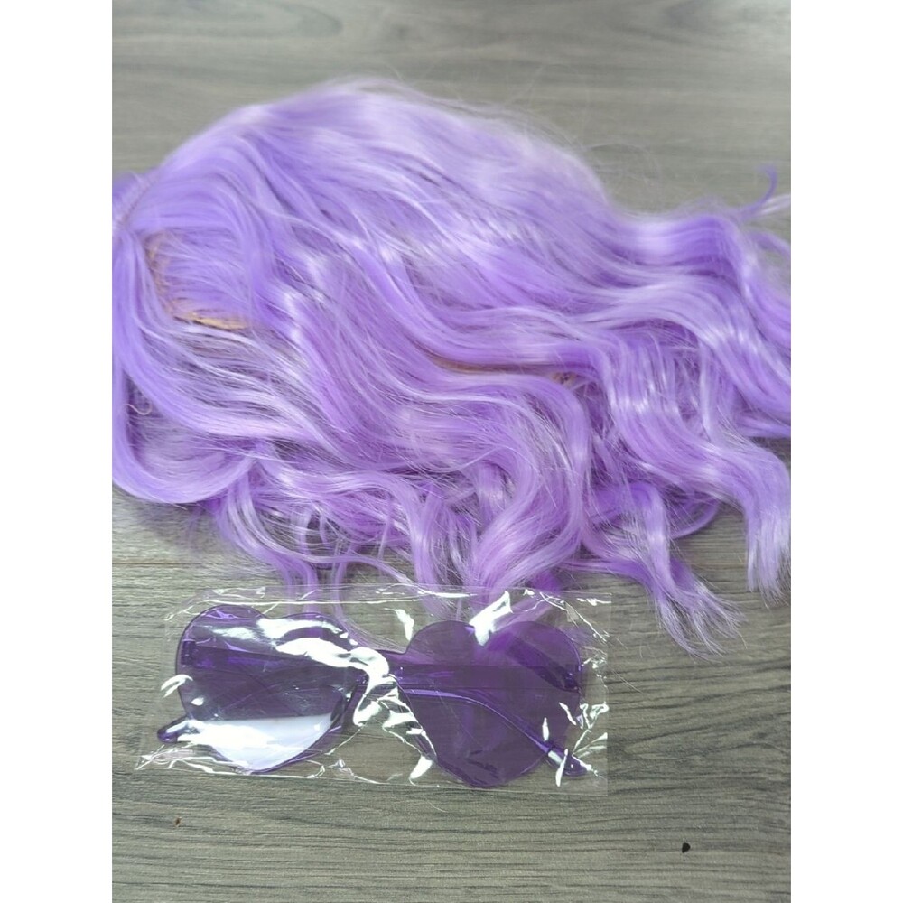 Lavender Costume Wig With Glasses